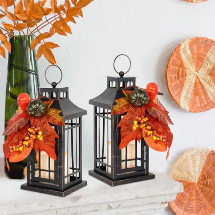 Solar Metal LED Candle Lanterns Set For Indoor Outdoor Decor