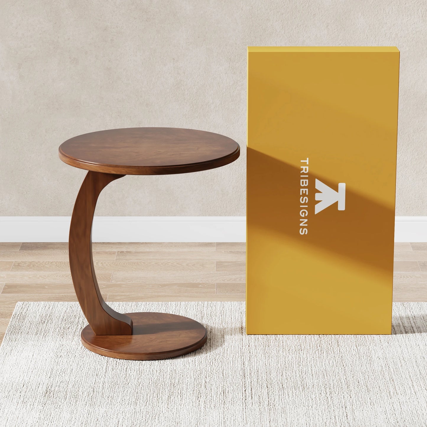 Tribesigns Round Wood Side Table Mid Century Modern Design