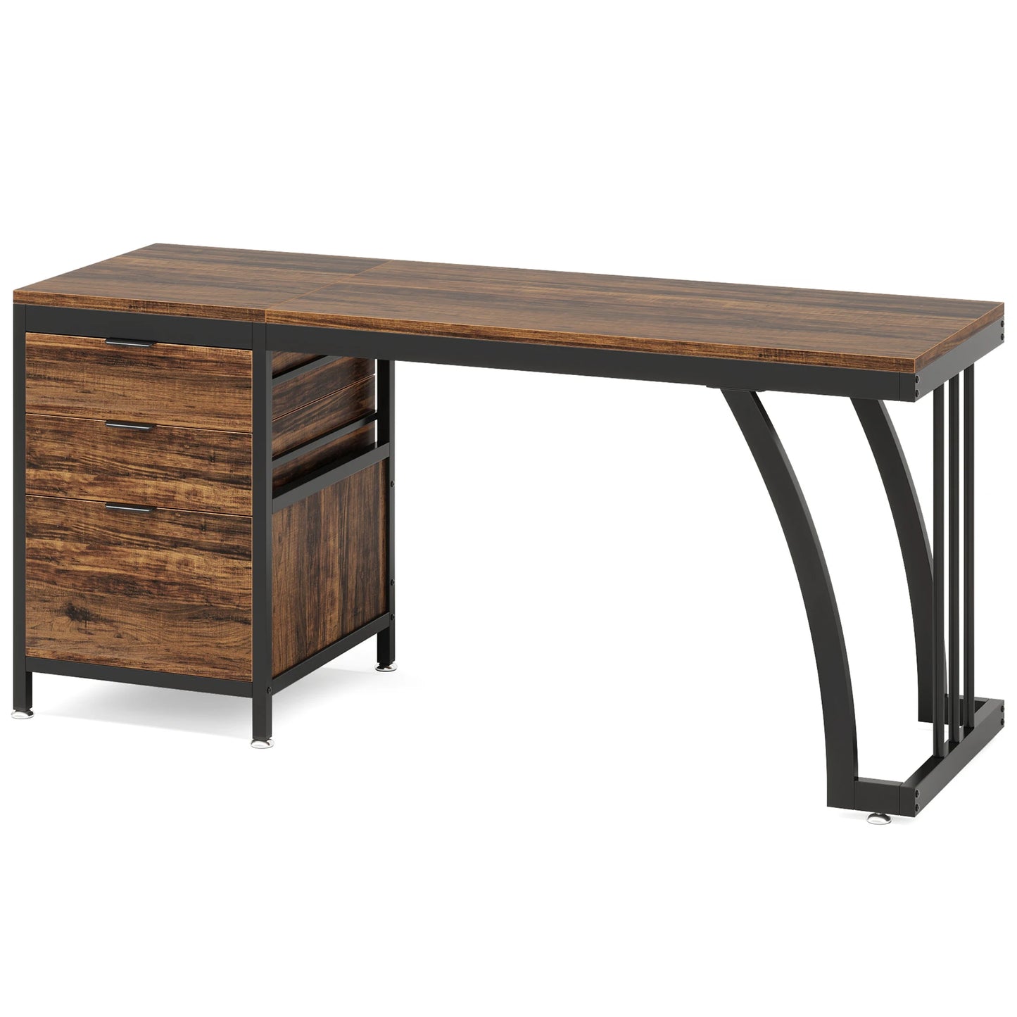 Tribesigns Computer Desk With Three Drawers Industrial Wooden Workstation