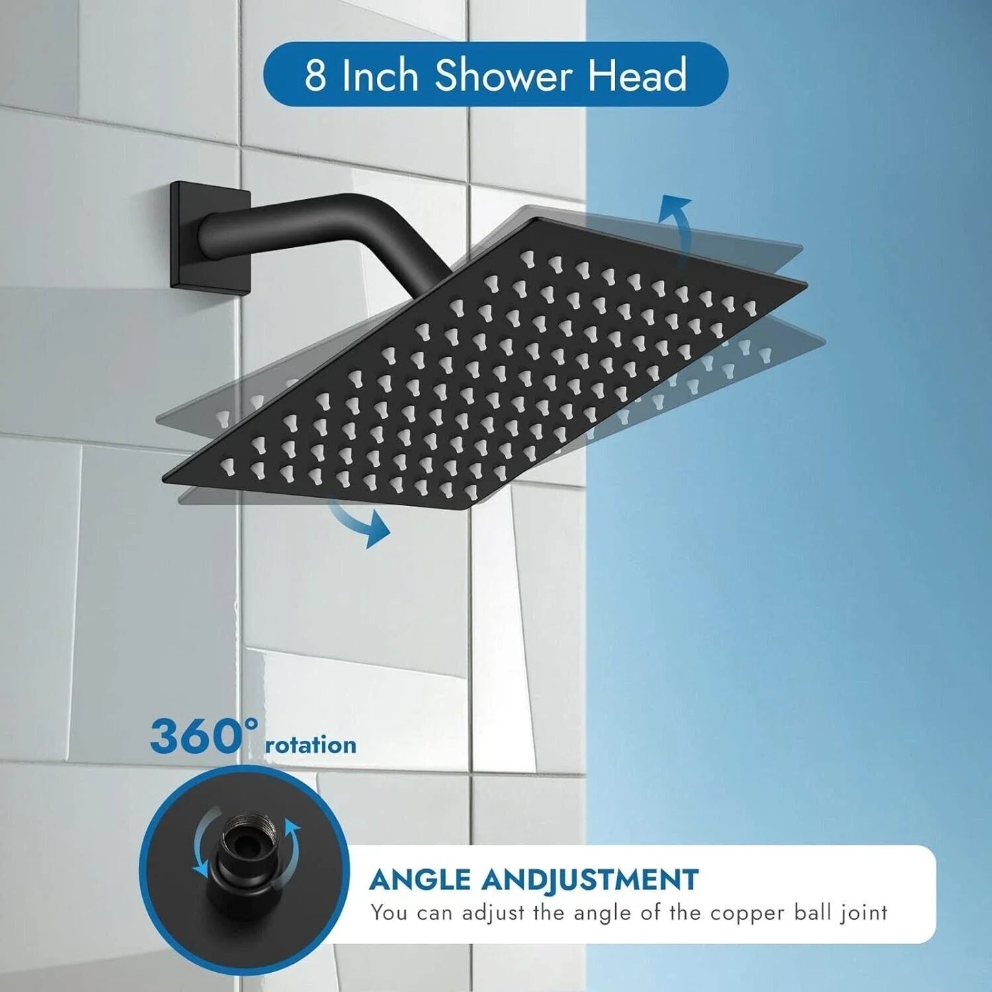 Square Stainless Steel Wall Mounted Shower System With Mixer Valve