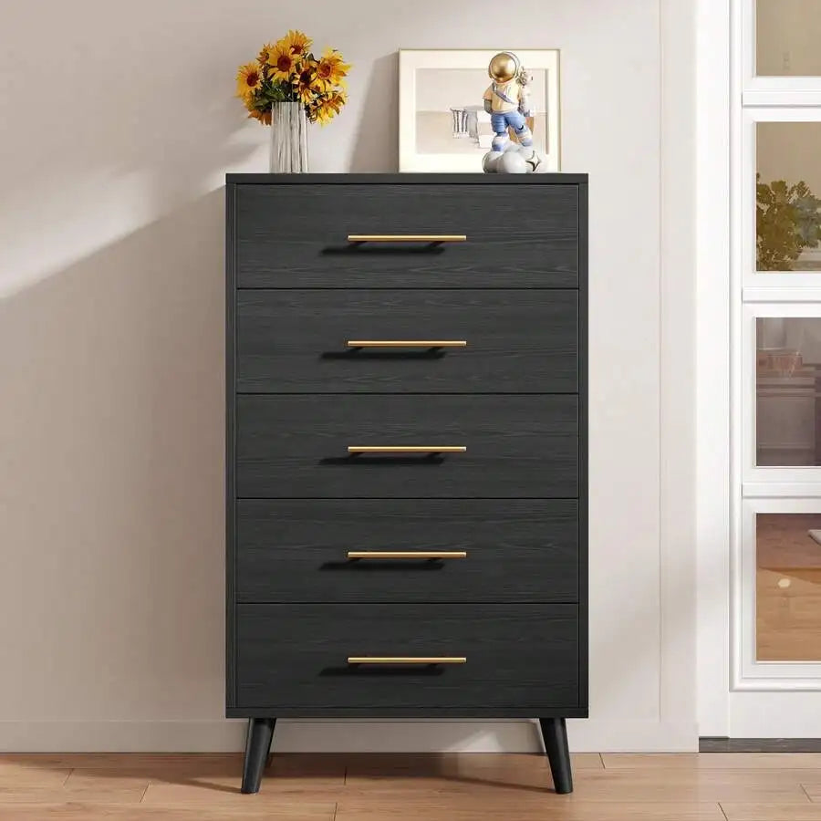 Wood 6 Drawer Dresser With Metal Frame Storage Cabinet