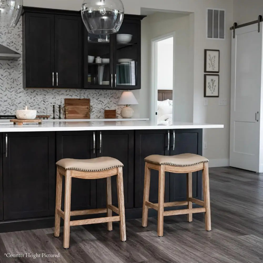Adrien Backless Bar Stool With Saddle Seat And Footrest