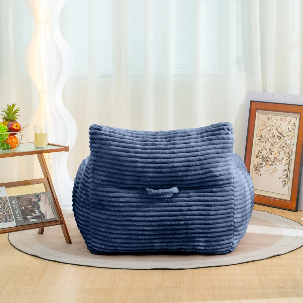 Corduroy Bean Bag Chair With Armrests Comfortable Foam Lounge Sofa