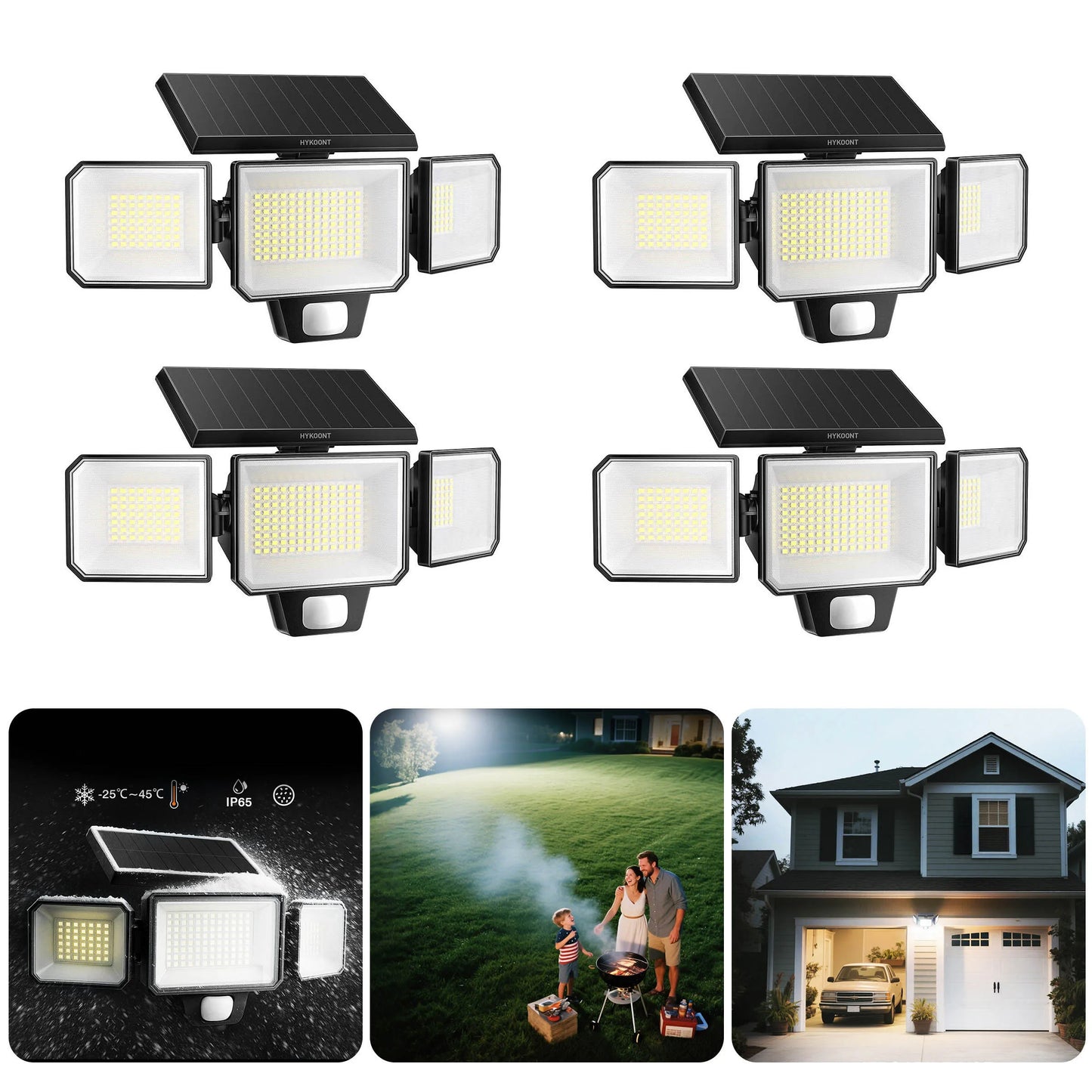 Solar Three Head Motion Sensor Outdoor Security Light