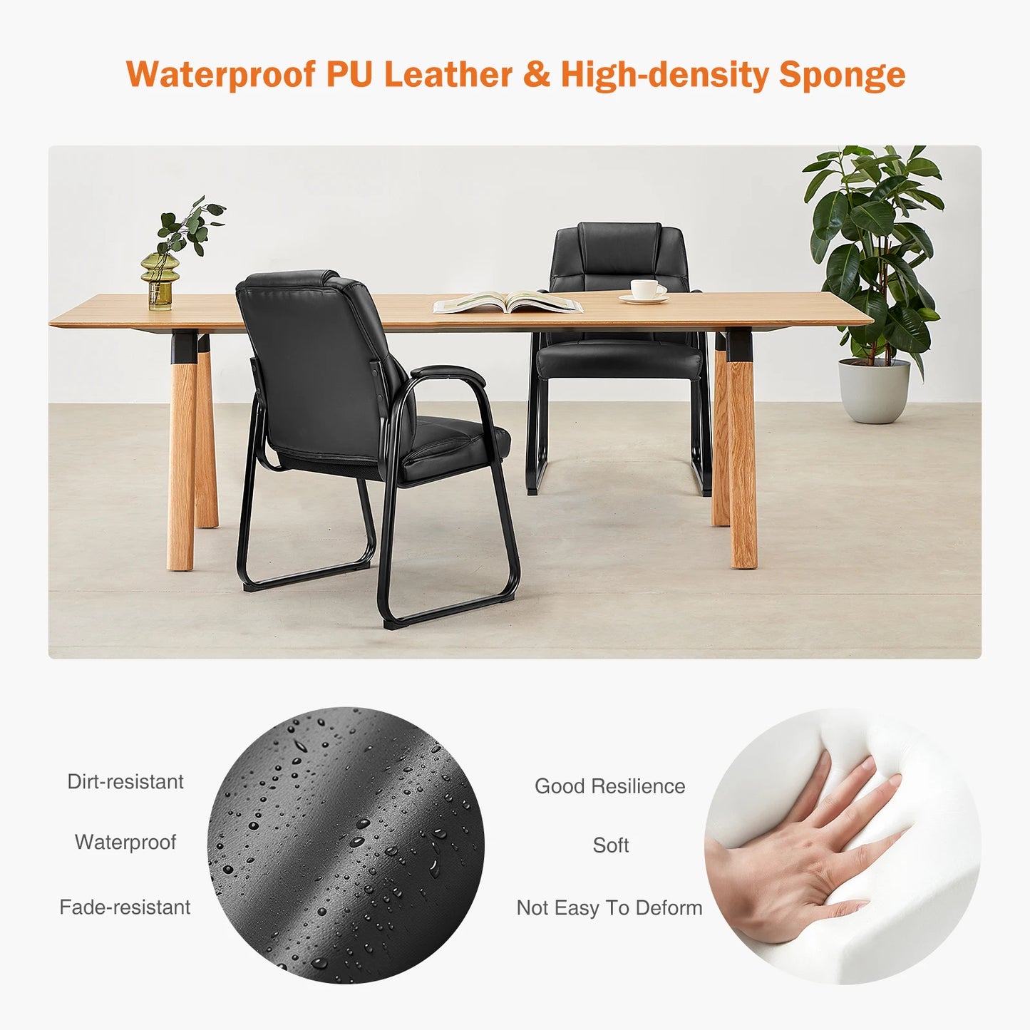 JHK Ergonomic PU Leather Office Chair With Padded Backrest