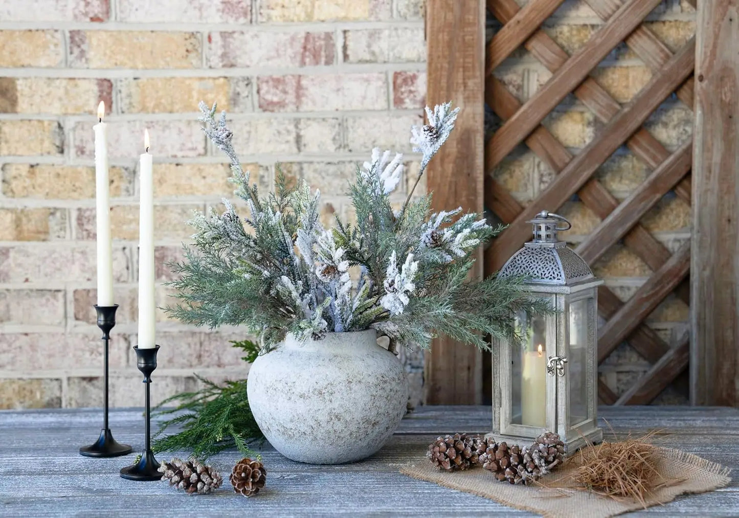 CozyWel Textured Ceramic Vase With Double Handles For Home Decor