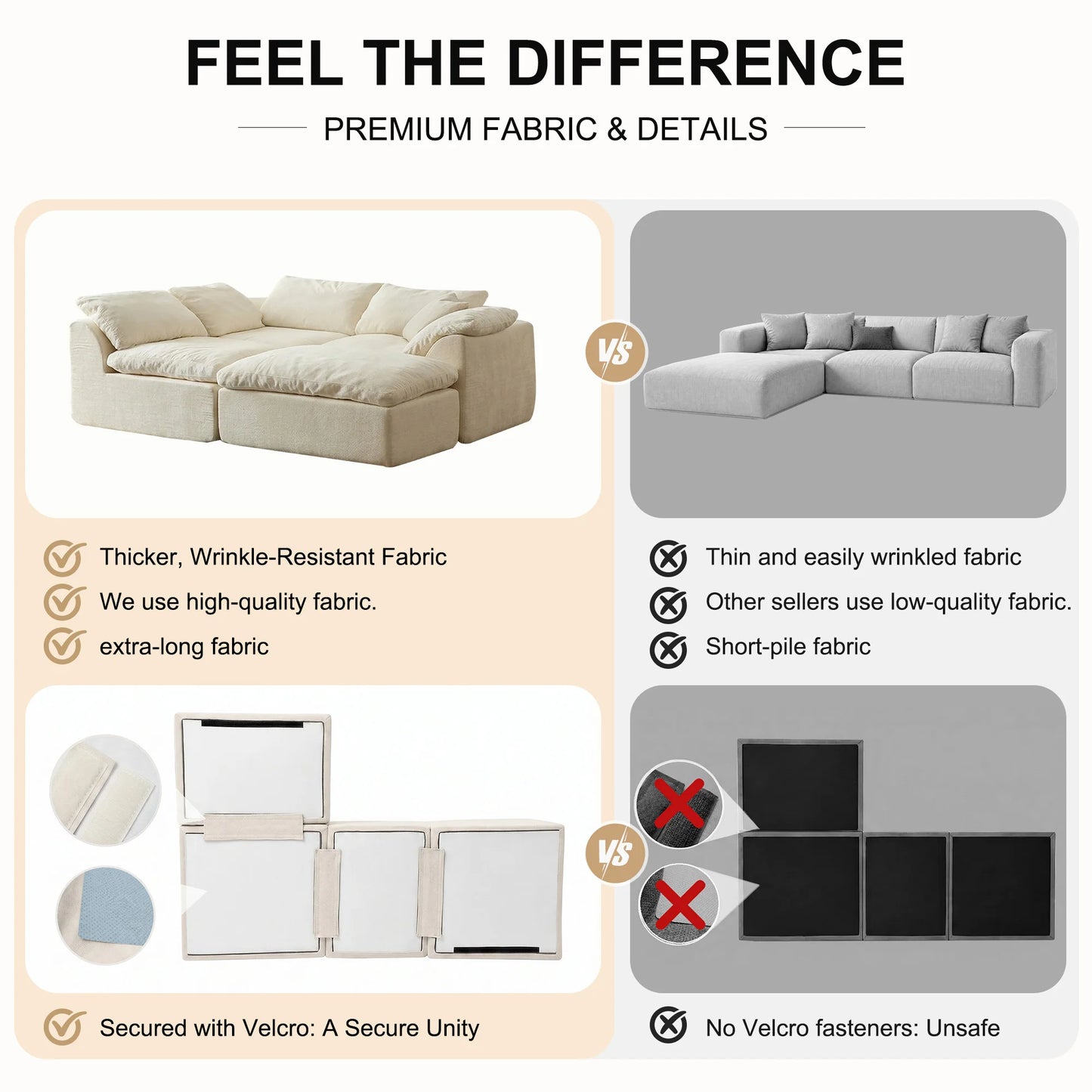 Yeflixvrau Modern Modular Sectional Sofa With Removable Cushions