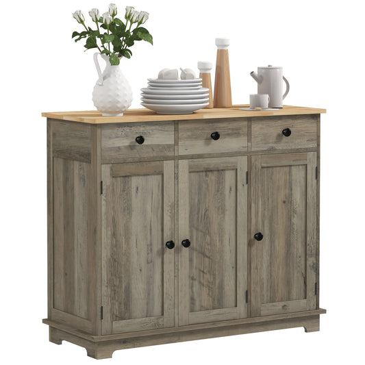 Homcom Modern Sideboard Buffet Cabinet Solid Wood Countertop Storage Drawers