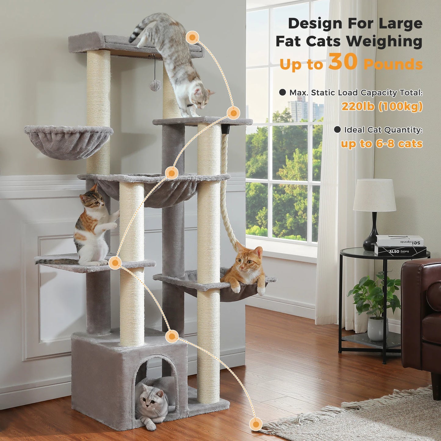 PAWZ Road Multilevel Cat Tree With Sisal Scratching Posts