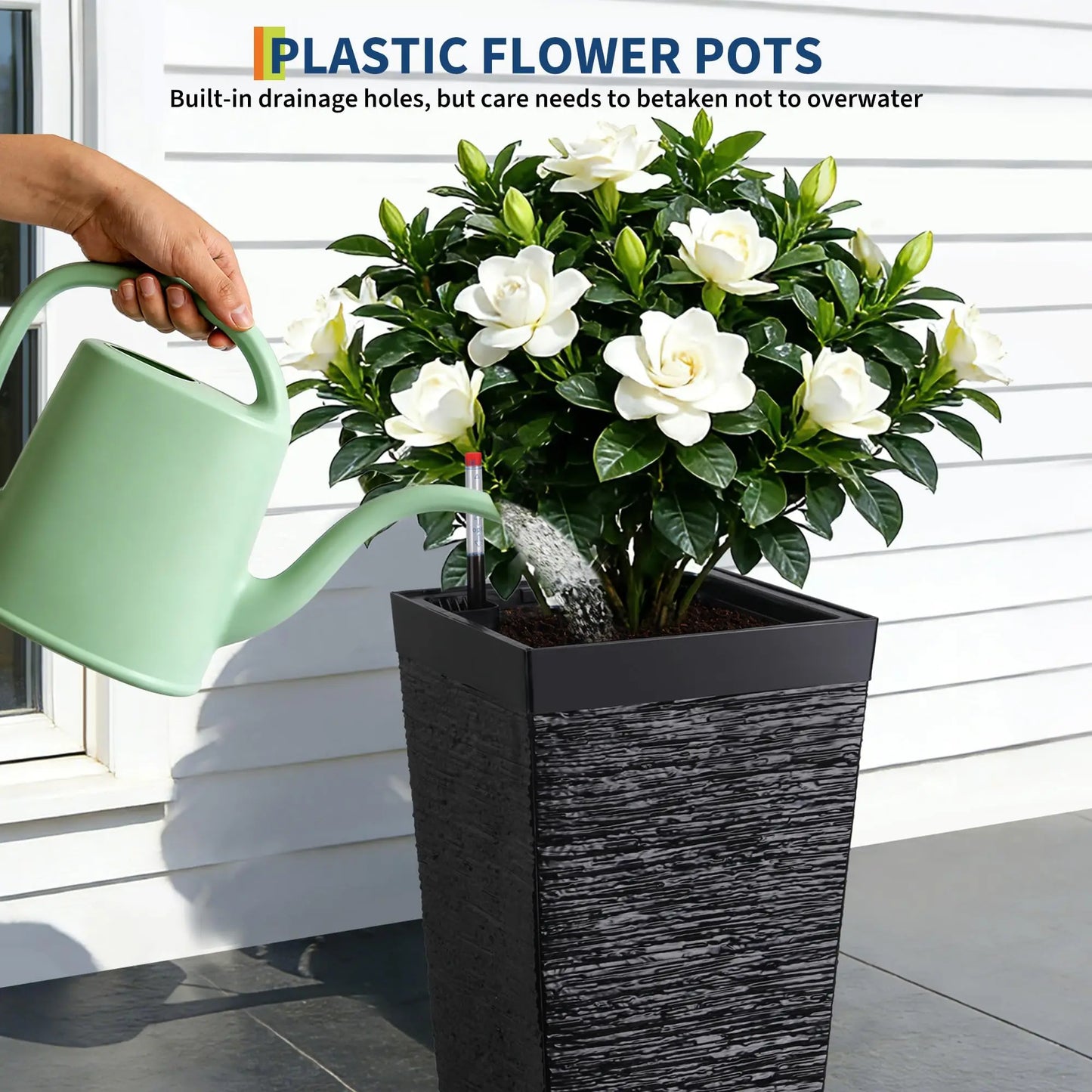 HiMiss Self Watering Planter With Drainage And Water Monitor