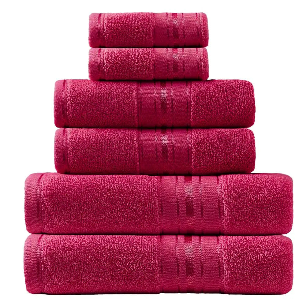 Luxurious 6 Piece Plush Cotton Turkish Bath Towel Set