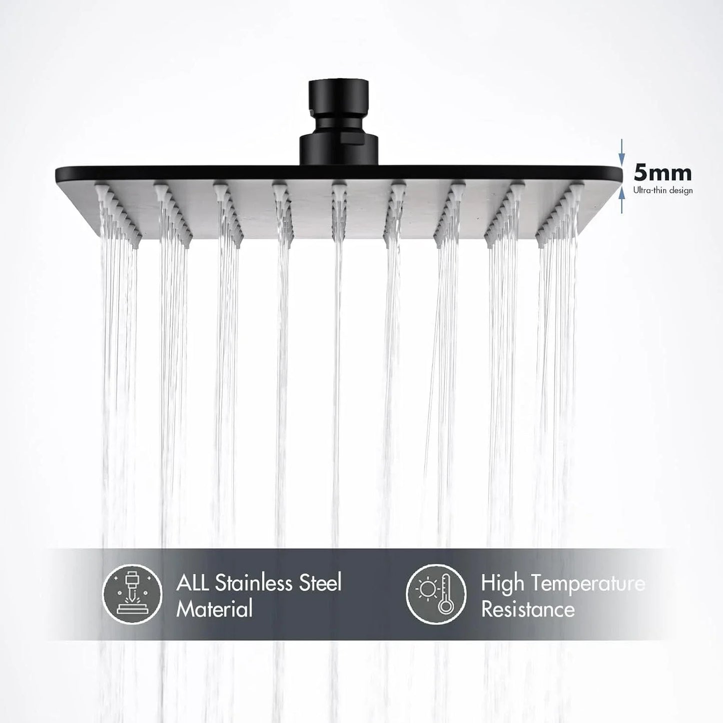 Square Stainless Steel Wall Mounted Shower System With Mixer Valve